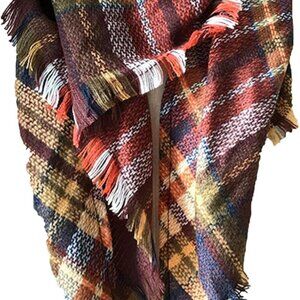 Womens Warm Long Shawl Winter Wraps Large Scarves Knit Cashmere Feel Plaid Trian